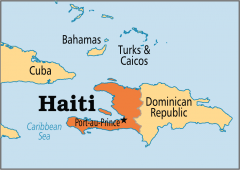 Haiti is a Caribbean country that shares the island of Hispaniola with the Dominican Republic to its east.