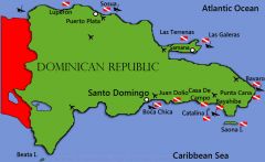 The Dominican Republic is a Caribbean nation that shares the island of Hispaniola with Haiti to the west.