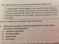 which basic principle of AmericanGovernment is John Adams describing in the statement?