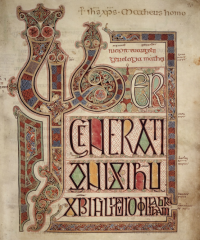 PAGE WITH THE BEGINNING OF THE TEXT OF MATTHEW'S GOSPEL, LINDISFARNE GOSPEL