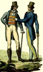 (More fashionable) were tightly fitting, ankle-length with stirrups in the instep