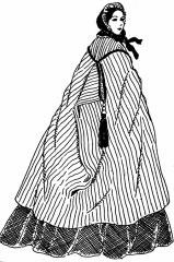 (A shawl-mantlet) short garment rather like a hybrid between a shawl & a short mantle with points hanging down at either side of the front