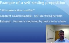 A self-sealer is a proposition is irrefutable because it does not claim anything, it does not rule out any conceivable situation.