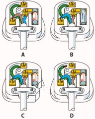 In
the figure, each plug has a fault. 

  

Explain what is wrong in each case. 