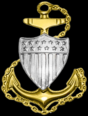 Chief Petty Officer - CPO
A gold anchor and silver shield.