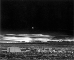 Ansel Adams employed wha two technique to create the perfect print of his famous moonrise photograph