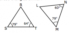 Are these two triangles similar? If so, explain how you know and write a similarity statement.