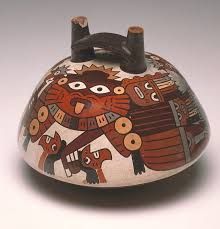 Bridge spouted vessel with flying figures