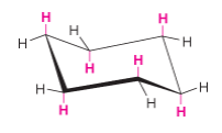 - H bonds perpendicular to the average plane of the ring


- when cyclohexane is in chair conformation


- H atoms in red


 