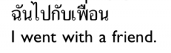 Accompaniment, in Thai, is conveyed by kàp: