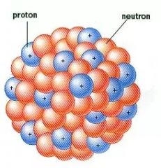 The nucleus is made up of protons and neutrons 