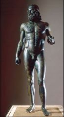 Survived b/c was lost
Cast out of bronze
Durable & permanent compared to clay and terracotta
Lost wax casting process