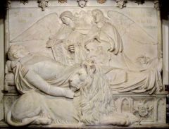 Lion is alive most depth
Man is in between
Angels; low relief
Relief: represent diff realms of life