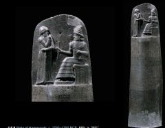 Babylonians
Shows Hammurabi receiving rules from Gods
Hierarchy important