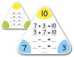 a set of related addition and subtraction, or multiplication and division equations using the same numbers