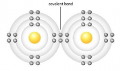 A chemical bond in which one or more pairs of electrons are shared by two atoms
In a covalent bond, the shared electrons are attracted to the nuclei of both atoms. So the attraction of the nuclei for the shared electrons holds both atoms together....