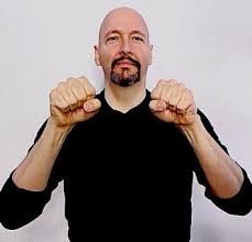 Hands start relaxed palms-down and lift up into fists.


I TAKE-up ASL CLASS (taking)