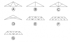 which of the images shows a fink truss?

a. A
b. B
c. C
d. D
e. E
f. F
g. G