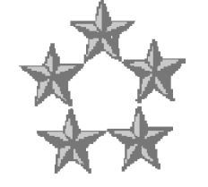 Five silver five pointed stars