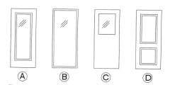 which of the images shows a "sash" type door system?

a. A
b. B
c. C
d. D