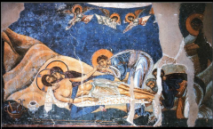 How
does the painting of the Lamentation Over the Dead Christ, Nerezi (Macedonia)
convey emotion?
