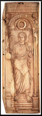 How is the figure of St Michael depicted in this Ivory
Diptych? How does St Michael’s Diptych contrast to the Anastasius Ivory Diptych?

