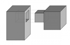 Label the two (2) components represented in the wood joint illustrated below: