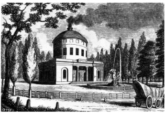 Shown below is the Centre Square Water Works, ca. 1810, Philadelphia, Pennsylvania, by Benjamin Henry Latrobe. Discuss the significant irony that this engraving expresses.