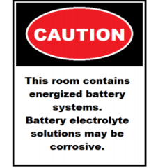 Signs as such should be posted on _____ leading to battery systems.
