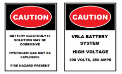 Signs as such should be posted on ________ to identify types of battery systems.