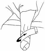 A limb should be wrapped diagonally.  This keeps the limb from having circulation cut off.