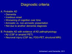 What are some other possible causes/ forms of dementia NOT due to ALZHEIMER's?