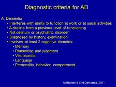 More diagnostic criteria for ALZHEIMERS