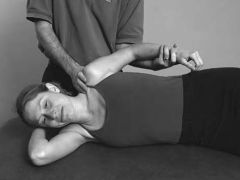 Shoulder

Hyperextension of the shoulder  
with the patient side-lying