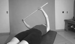 Self-Assistance

Patient using a wand for self-assisted shoulder horizontal abduction/adduction