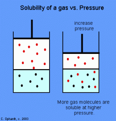 At a constant temperature, the amount of a gas that dissolves in a liquid is directly proportional to the partial pressure of that gas in equilibrium with that liquid. 


  In other words, the amount of dissolved gas is proportional to its partial...