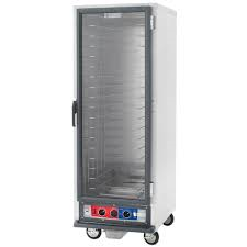 an enclosed, air tight metal container w/ wheels can hold sheet pans of food