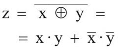 XNOR

z wird 1 wenn:
(x = 0 ⋀ y = 0) ⋁ (x = 1 ⋀ y = 1)