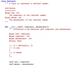 For the following class, why would the following code not be a correct choice for the __eq__ method?

return self.num * other.denom == other.n