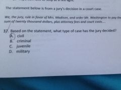 based on the statement what type of case has the jury decided?