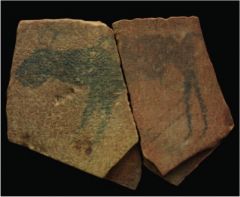1.  Apollo 11 Stones- Namibia,  25,500–25,300 B.C.E., organic or mineral stain on cave wall 
 
Content
 
Style 