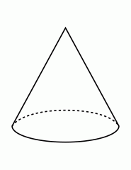  a three-dimensional geometric shape that tapers smoothly from a flat base