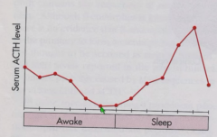 ACTH and cortisol levels go up during sleep and peak in morning.