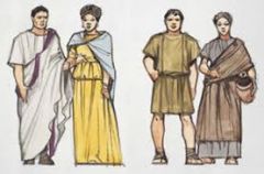 A patrician was a rich man who held power. A plebeian was a common person in the Roman Republic.