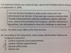 According to the statement, which power did Pres. Obama asked Congress to exercise?