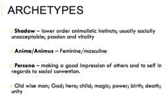 Archetype: universal form of, or predisposition to, characteristic thoughts or feelings