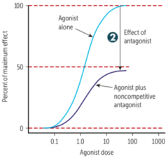 Noncompetive agonist
 
Shift curve down
Dec efficacy
Not overcome by inc [S]
 
Phenoxybenzamine vs. norepinephine (agonist) on alpha-receptors