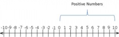 all the numbers to the right of zero on a number line