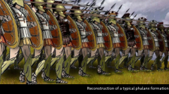 A formation introduced by the Spartans in 690 BCE, consisting of closely packed hoplites with long spears.

Unwieldily, but almost impossible to break (so long as the hoplites themselves are disicplined)

Not much room for individual heroics i...