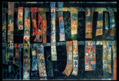 Skunder Boghossian (Ethiopia), Harvest Scrolls, oil on canvas, 1983